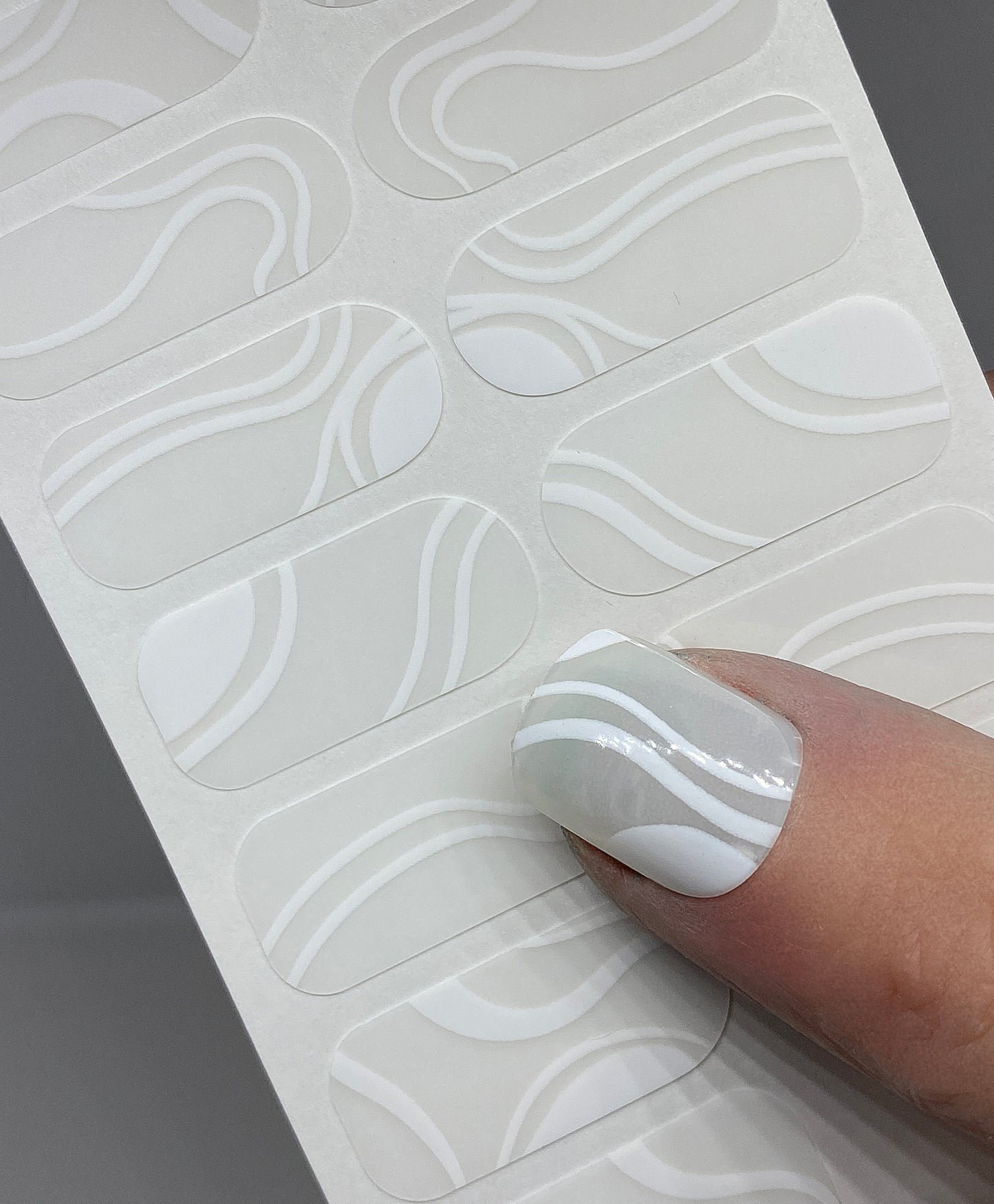 White Abstract Nail Wraps